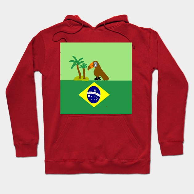Sporty Brazil Design on Red Background Hoodie by 2triadstore